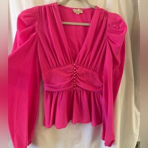 Zara Vibrant Pink Blouse with Ruched Detail